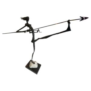 Expressionist Bronze Sculpture on Stone and Bronze Base