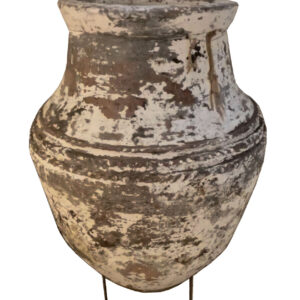 Large Greek Olive Jar with Metal Stand