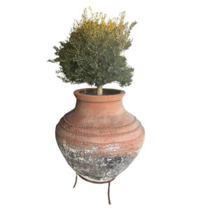 Large Greek Olive Jar with Metal Stand