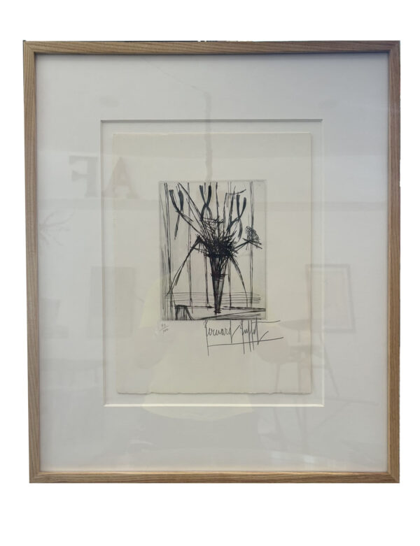 Bernard Buffet Etching: Still Life With Flowers in Vase